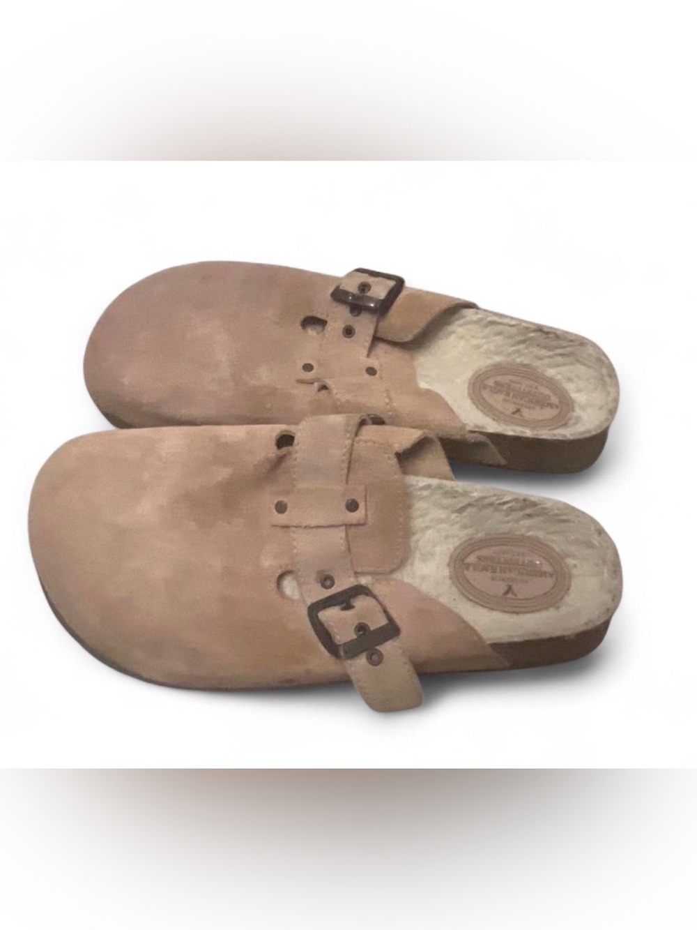 American Eagle Outfitters Tan Suede Mule Clogs Women’s Size 7 Casual Y2K Shoes - Picture 2 of 3